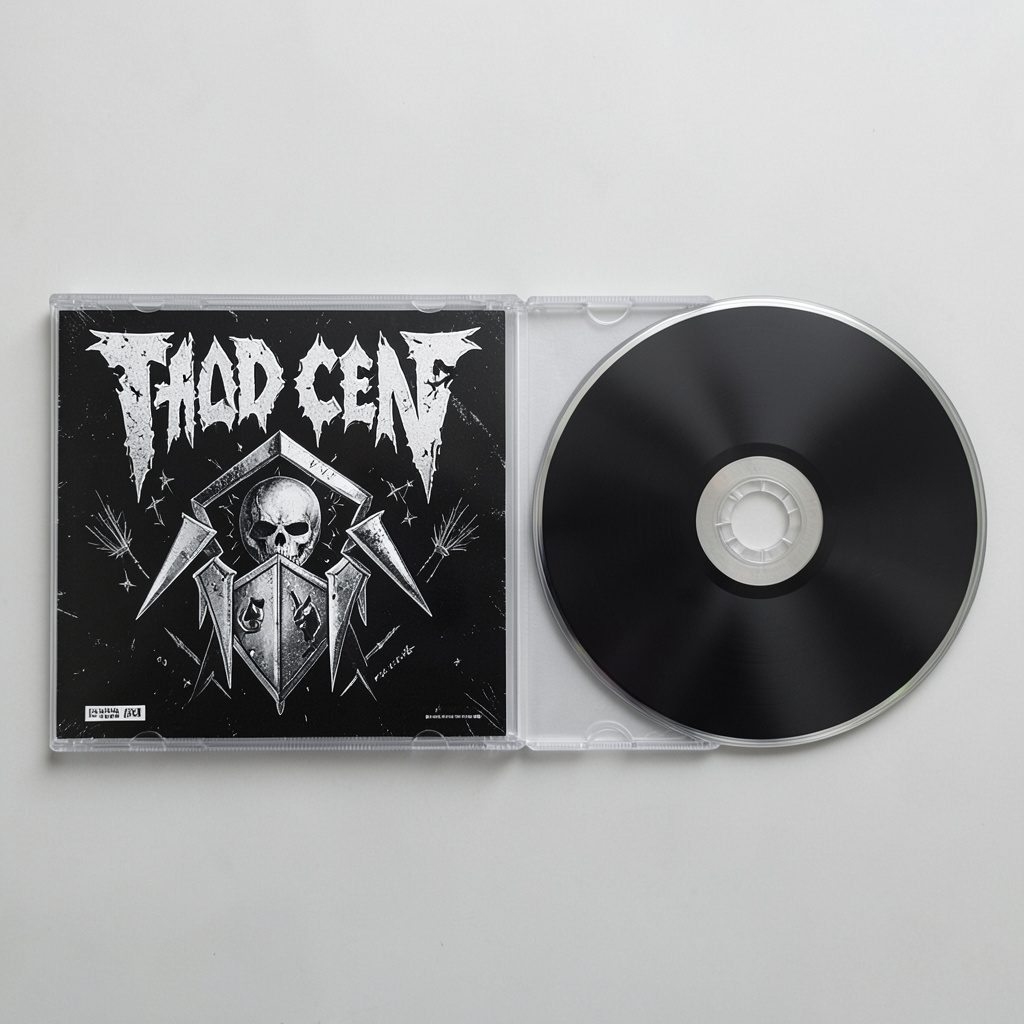 Portada doble de CD con tipografía rockera, fondo negro y detalles en plateado.